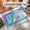 Unicorn Theme Crystal Velvet Floor Rug Personalized Custom Name Text Warm Carpet Home Decoration