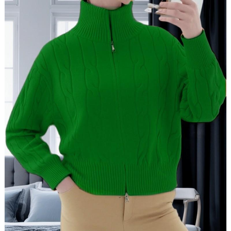 Womens Casual Knit Cardigan With Dual Zippers Loose Fit Chunky Cable Sweater Jacket Winter 2026