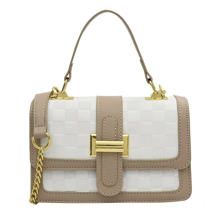 Stylish 2022 Women's Casual Shoulder Bags Chic Small Square Handheld Purses In White Khaki And Black