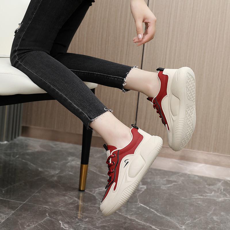 Q222 New White Shoes Women's Shoes Solid Color Summer Breathable Increased Platform Sports Casual Shoes Board Shoes All-Matching