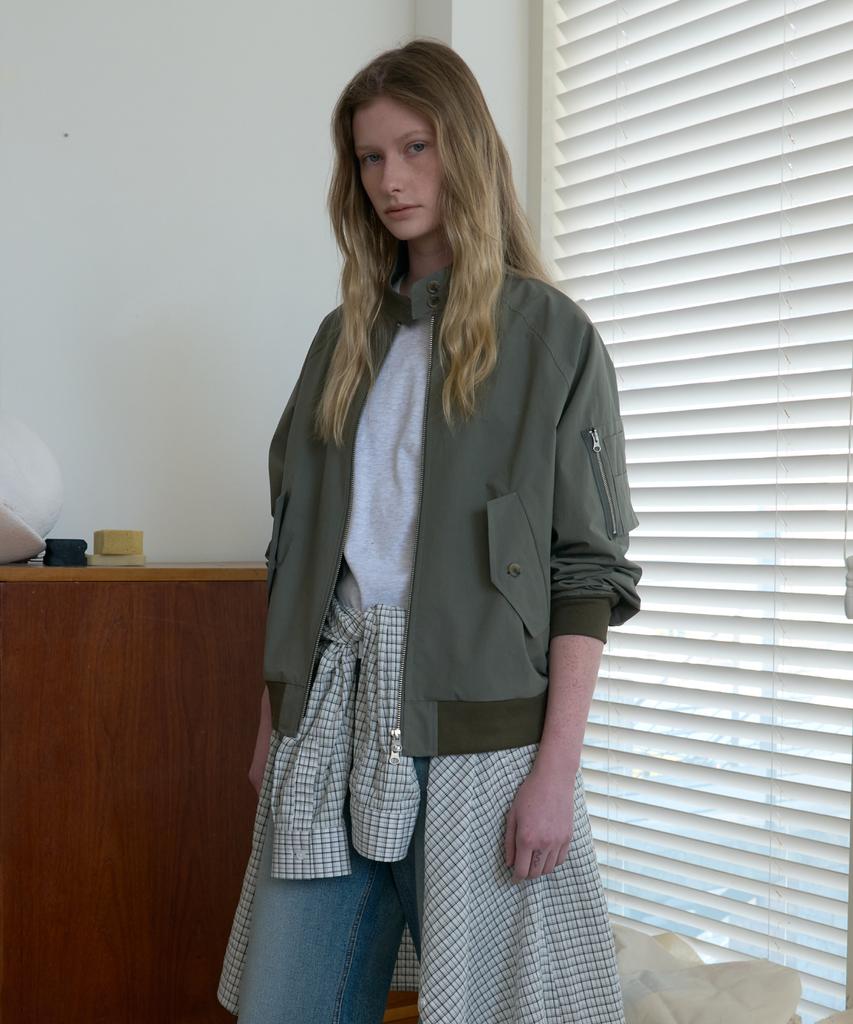 Poszer Half Neck Bomber Jacket (Khaki)