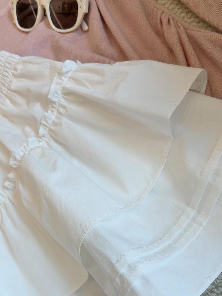 Женская летняя 2026 года стройнящая белая А-силуэта с оборками миди юбка