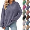 Женское модное свободное худи с капюшоном, длинными рукавами, карманом на кулиске, однотонный топ
