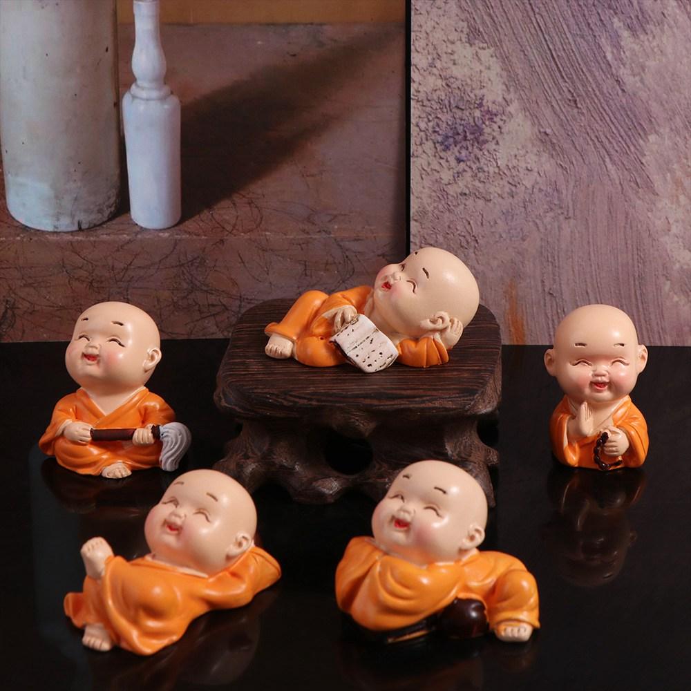 DIY Mini Buddha Figurine Cute Small Monk Sculpture Buddha Ornaments  Car Decoration