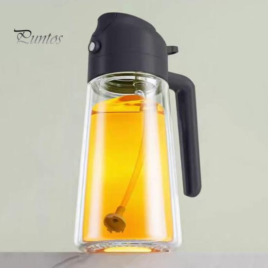 470ml 2-in-1 Oil Dispenser Food Grade BPA Free Leak Resistant Large Capacity Oil Sprayer Storage Bottle with Handle