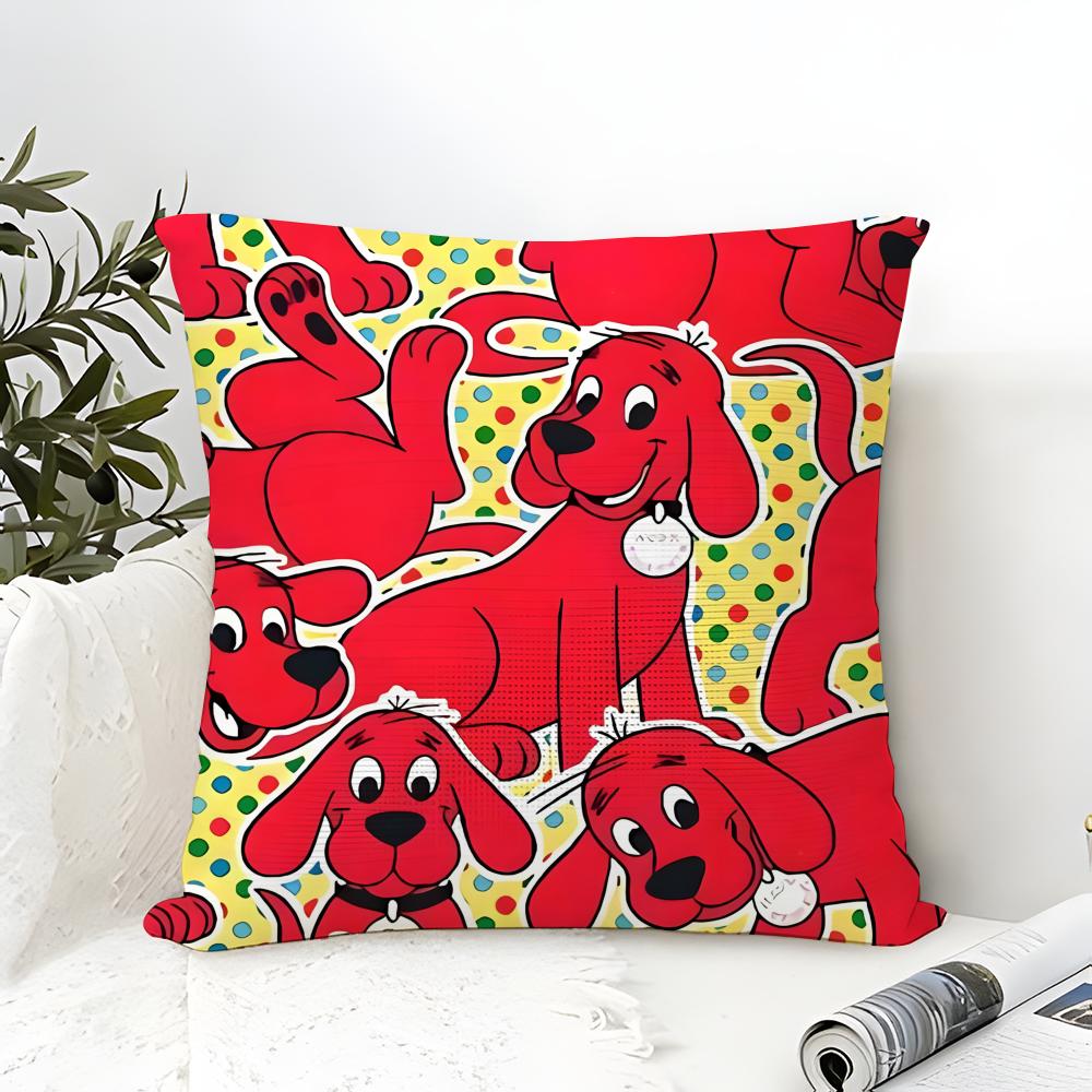Pillow Case Cotton Linen Fabric Square Zipper Pillowcase Home Decorative Living Room Comic Cartoon C-Clifford The Big Red Dog 2