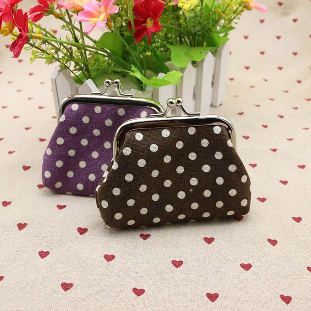 Iron Buckle Zipper Canvas Pouch Dots Small Purse Wallets Linen Coin Purse Korean Money Bag Coin Bag