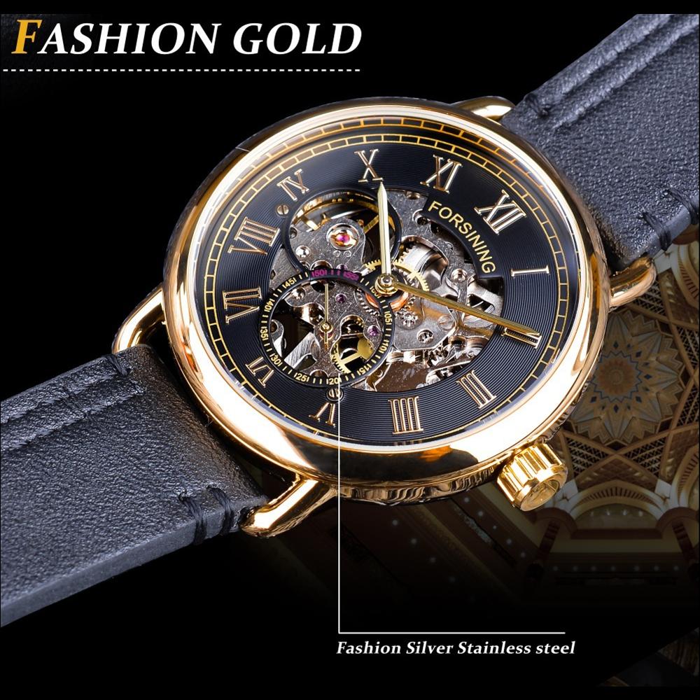Новые мужские часы Forsinging, повседневные полые мужские автоматические механические часы с римским циферблатом, полуавтоматические светящиеся водонепроницаемые