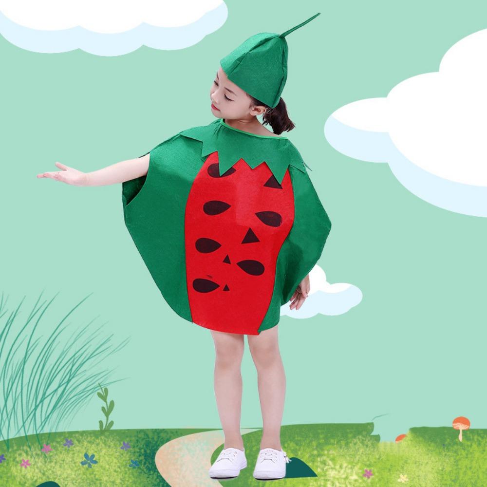 Performance Stage Children Cosplay Costume Pumpkin Cloak Performance Suit Fruit Veggie Costume Boy