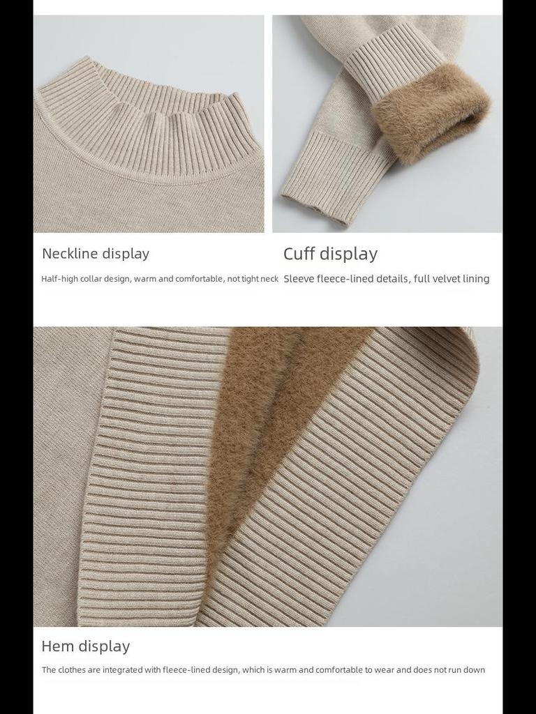 Женский свитер-полуводолазка из искусственного норкового флиса на осень и зиму