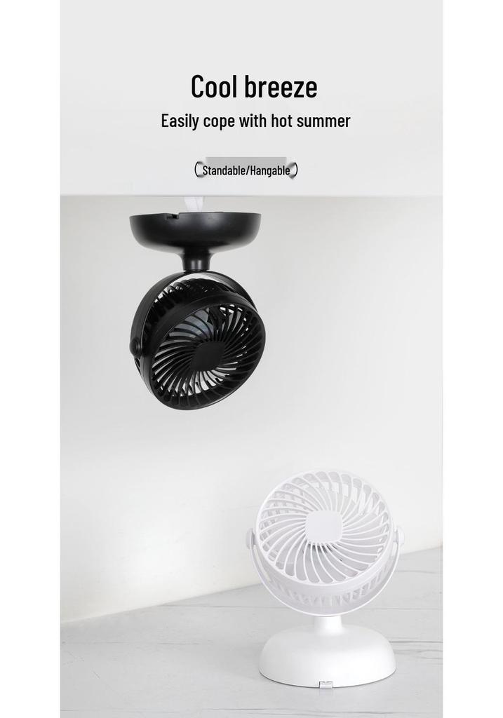 Compact Wall-Mounted Desktop USB Fan with Battery Charging - Silent for Home or Office