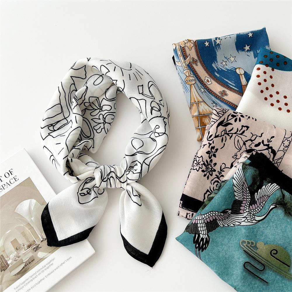 65 Fashion Style Cotton And Hemp Small Square Scarf For Women'S Professional Decoration Scarf Dual Use Shawl Outer Wear Spring And Autumn Scarf