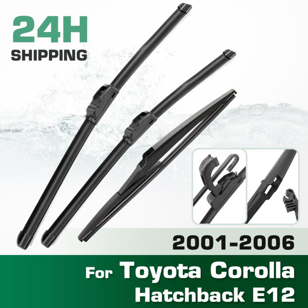 For Toyota Corolla Hatchback E12 2001-2006 2002 Wiper Front & Rear Wiper Blades Windshield Windscreen Window Brushes 22"+19"+14