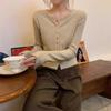 Новый весенне-осенний вязаный кардиган для женщин, повседневный, с длинным рукавом, круглым вырезом, нижняя рубашка, один ряд декоративных пуговиц, женский топ