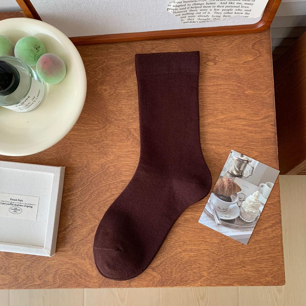 1/5/10 Pairs of Women's Mid-tube Socks Solid Color Casual Socks Cotton Socks