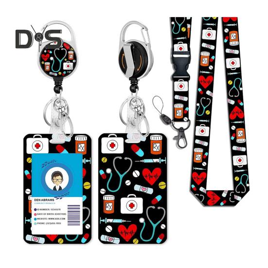 Держатель для удостоверения личности с ремешком для учителя, вертикальный брелок для бейджа и брелок для медсестры, учителя, сотрудника службы безопасности