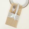 Lace Flowers Burlap Lace Cutlery Pouch Table Decoration Accessories  For Wedding Party Supplies