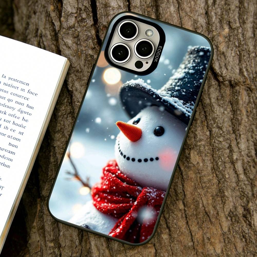 Cute snowman Phone Case For iPhone 17,16,15,14,13,12,11 Plus,Pro Max,XS,Colorful Silver Black Cover