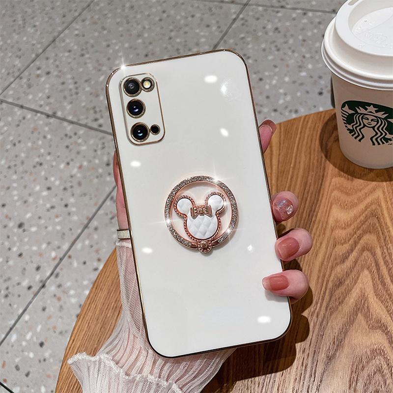 Чехол с блестящим кольцом-подставкой и милым медведем для iphone 14 13 12 11 Pro max/Samsung S22 S21 S23 Ultra A13 A23 A33 A53 A12 A22 A32 A52 A14 A54/Redmi