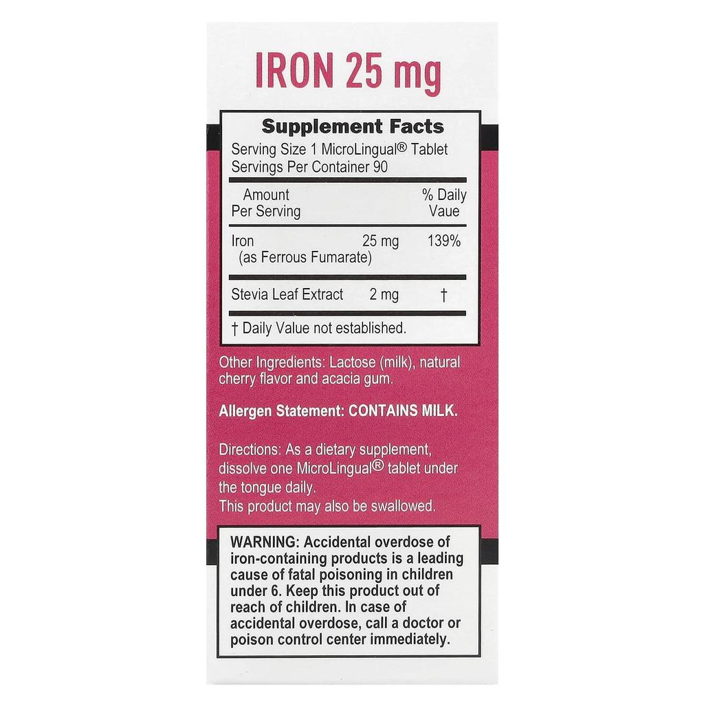 Just Women, Iron, 25Mg, Microlingual® Instant Dissolve Tablets, 90 Tablets
