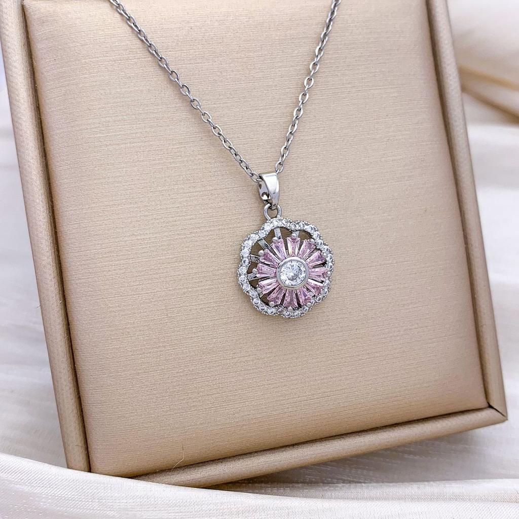 Necklace Color Round Rotatable Necklace Accessories Women's Niche Design Sense Versatile Non-Fading Titanium Steel Accessories