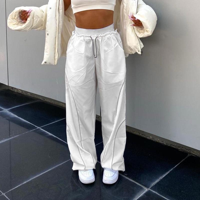 Свободные мешковатые спортивные штаны с высокой талией, уличная одежда для бега, женские широкие брюки, повседневные базовые брюки в стиле панк