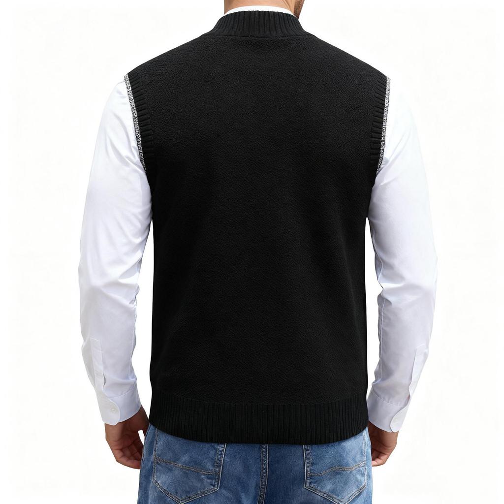 Мужской вязаный жилет с воротником-стойкой, Осень/Зима 2025