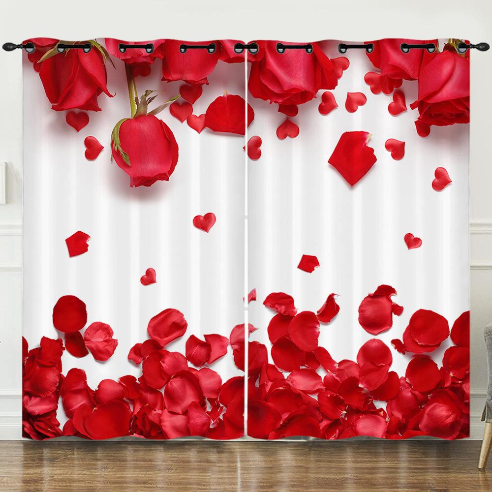 День святого Валентина Девушка Сердце Розовый Любовь Роза Цифровая печать Штора Блэкаут На люверсах