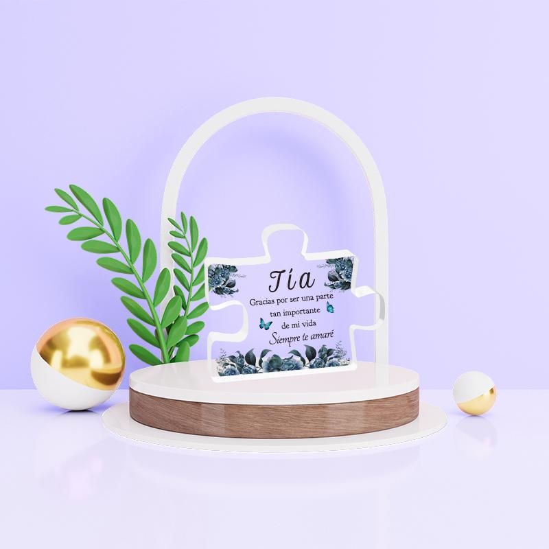 1pc, Spanish Enhanced Acrylic Block Puzzle Plaque - Delicate Aunt Gifts - Perfect Christmas Anniversaries Wedding Birthdays