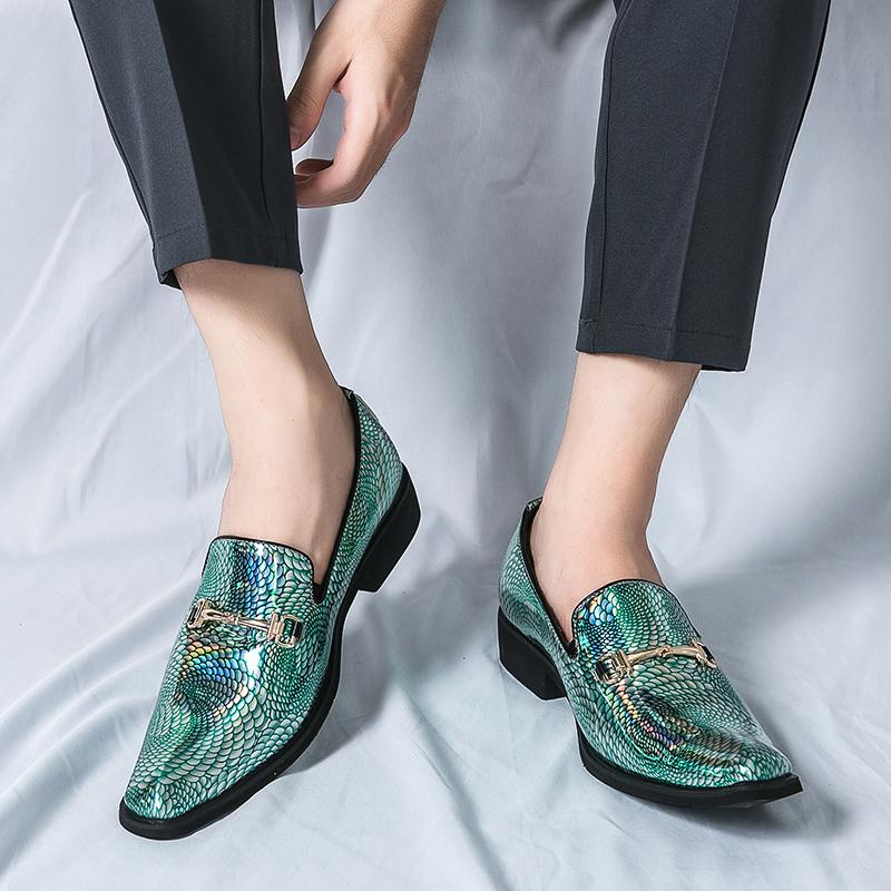 Luxury Banquet Dress Formal Shoes Pointed Low Cut High-end Business Casual Shoes for Men's Silver Men's Shiny Leather Shoes