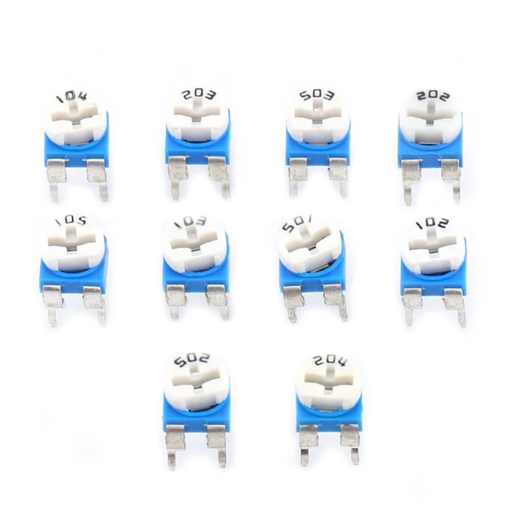 100PCS 10 Values Potentiometer 500ohm-1M ohm Trimpot Trimmer Potentiometer Electronics Repair