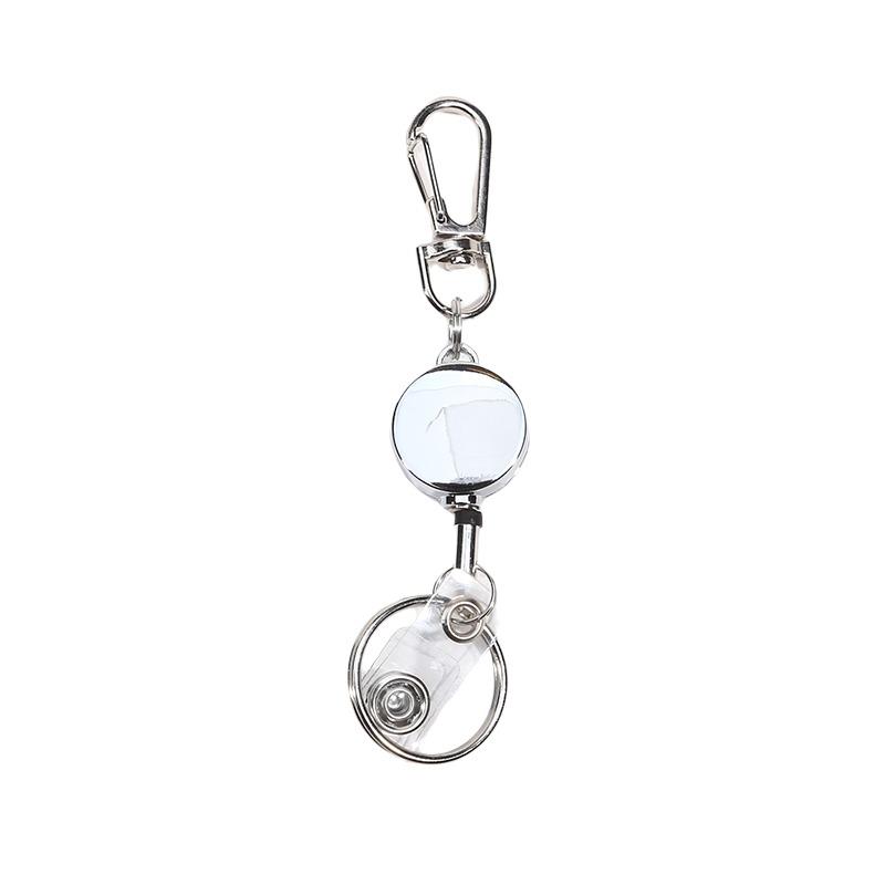 Metal Retractable Badge Reel ID Badge Holder with Cord Portable Carabiner Key Chain Office Supplies