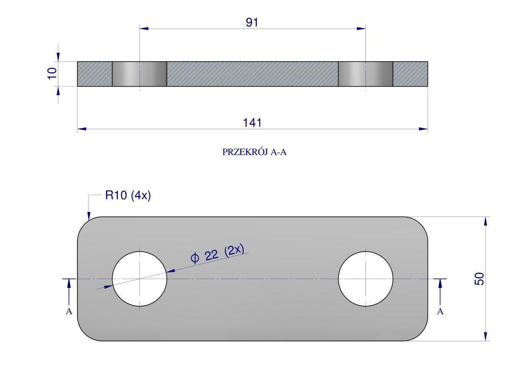Two-hole plate Yoke M20 70, Waryński