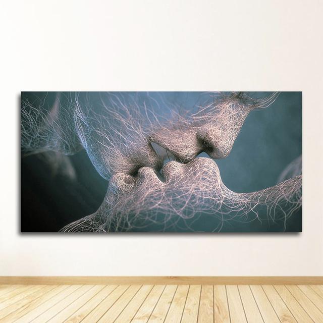 Украшение гостиной, настенное искусство, черный любовный поцелуй, холст, картина, абстрактный принт, плакат, фотографии, домашняя спальня