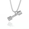 Cool Titanium Steel Dumbbell Pendant Necklace Barbell Fitness Pendant Men and Women Leisure Sports Punk Jewelry