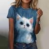 Летняя футболка с 3D-принтом животных, кошек и свиней, женская уличная одежда, повседневная мода Y2k, с круглым вырезом, с коротким рукавом