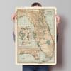 FLORIDA PORTRAIT Poster Map Metal Sign Man Cave Custom Tin Plaques for Wall Art Decoration Coffee Bar Accessories Bathroom Decor