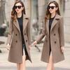 Trendy Women Outwear Long Sleeve Super Soft Women Woolen Coat Slim Fit Belt Trench Coat
