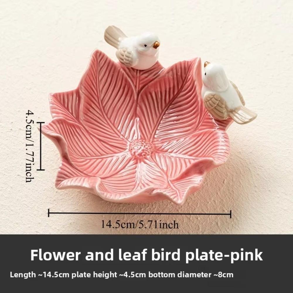 Ceramic Dim Sum Tray Bird Design Jewelry Holder Case Dessert Plate Flower Storage Dish Home Decor