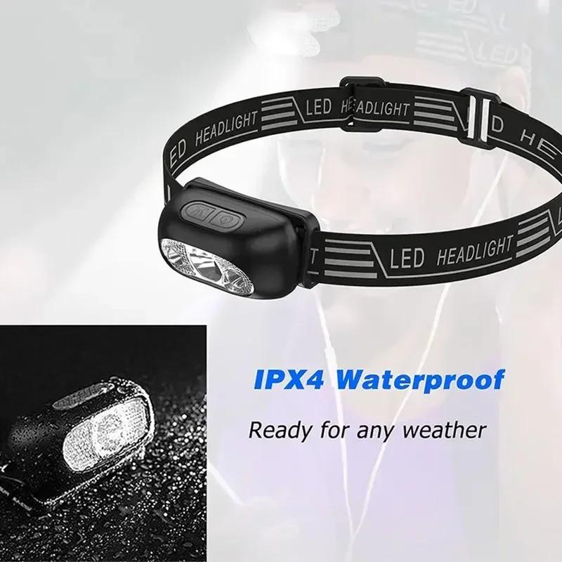 Мини-ультраяркий сенсорный промышленный налобный фонарь USB-перезаряжаемый налобный фонарь для наружного кемпинга, рыбалки, аварийный фонарь