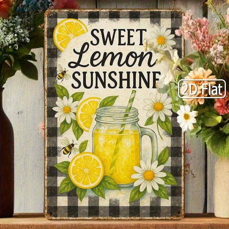 Сладкий Лимонный Sunburst Металлический Настенный Знак x Дюймов Радостная Кухня Декор Веранды с Ярким Лимонным Соком Подсолнухами
