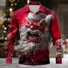 Праздничная рубашка с лацканами с качественным 3D-принтом для мужчин, с длинным рукавом, на пуговицах, осенняя, праздничная, рождественская одежда
