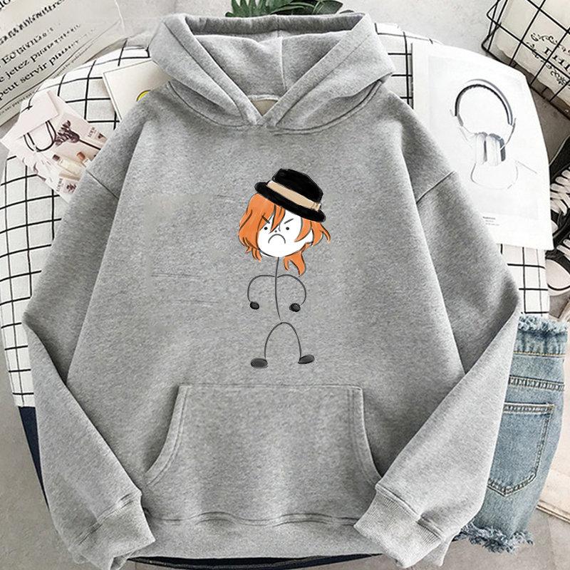 Bungo Stray Dogs Аниме с капюшоном Nakahara Chuuya Printed Мужские и женские толстовки с капюшоном свободного покроя Harajuku Unisex Streetwear