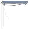 VidaXL Automatic Retractable Awning and Posts 3x2.5 M Blue and White 3069906