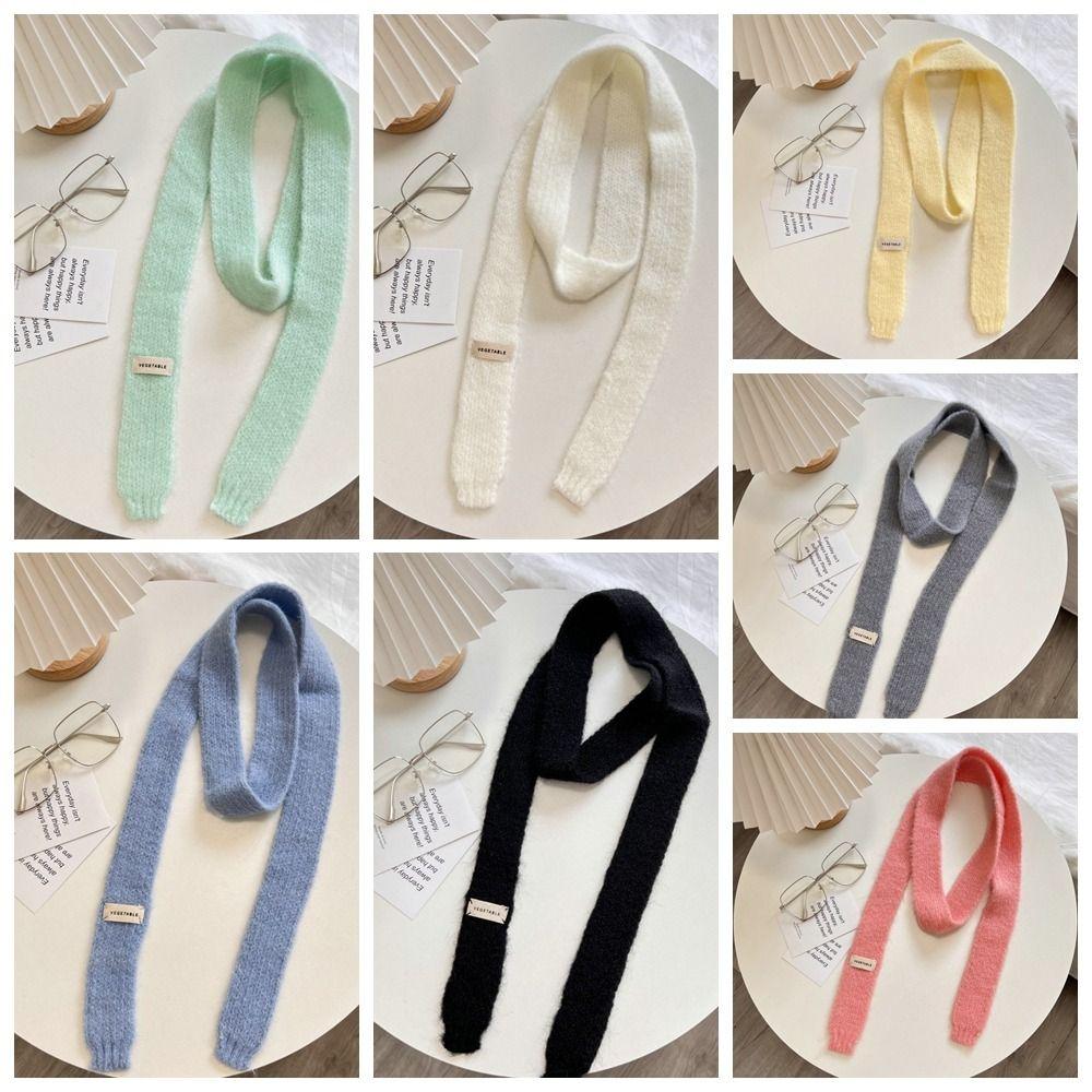 Korean Style Y2K Thin Scarf Rainbow Color Soft Long Narrow Scarves Neck Warmer Neckerchief Harajuku Knitted Scarf Autumn