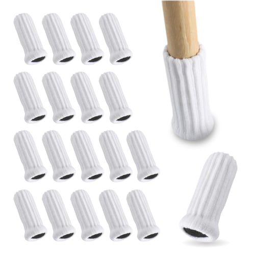 Thick Chair Leg Covers, Chair Socks, Non-Slip, 18-Pack (4 Chairs + 2 Spare) (White, Short)