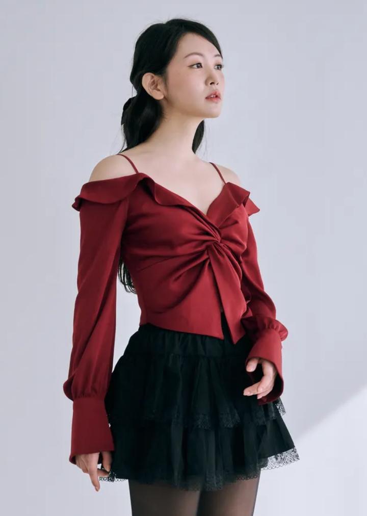 BYSEOWOO Sophie Off-Shoulder Blouse (Wine)