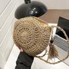 Fashion Hollow Out Shoulder Bags For Women Casual Straw Crossbody Small Round Bag Purse Tassel Messenger Handbags