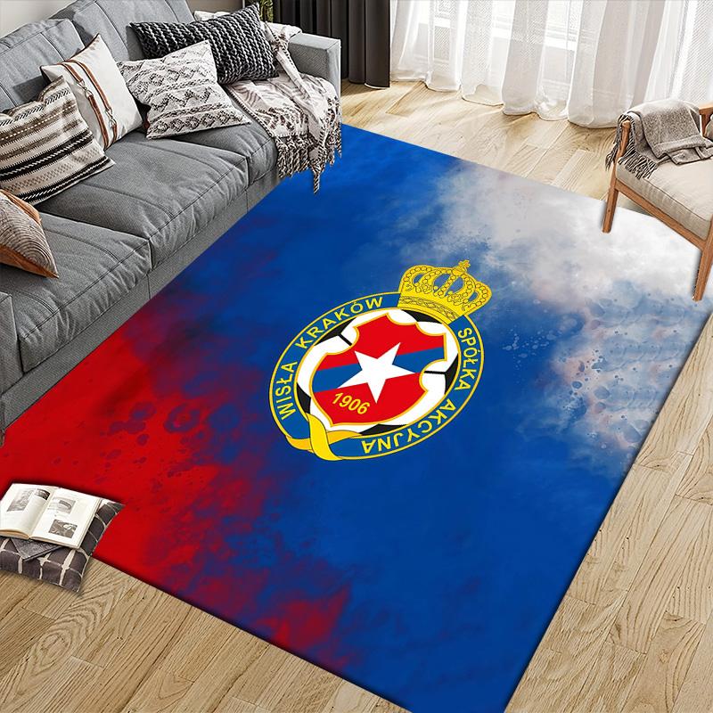 Red Star Belgrade Flannel Pattern Square Carpet,Area Rug,Carpet Rug for Living Room Bedroom Sofa Playroom Decor,Non-slip Floor Mat