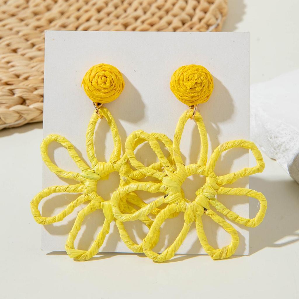 Серьги-подвески из свежей, нежной, красочной травы Лафита в виде плетеного цветка в стиле морского отпуска, универсальные, персонализированные серьги, ювелирные изделия
